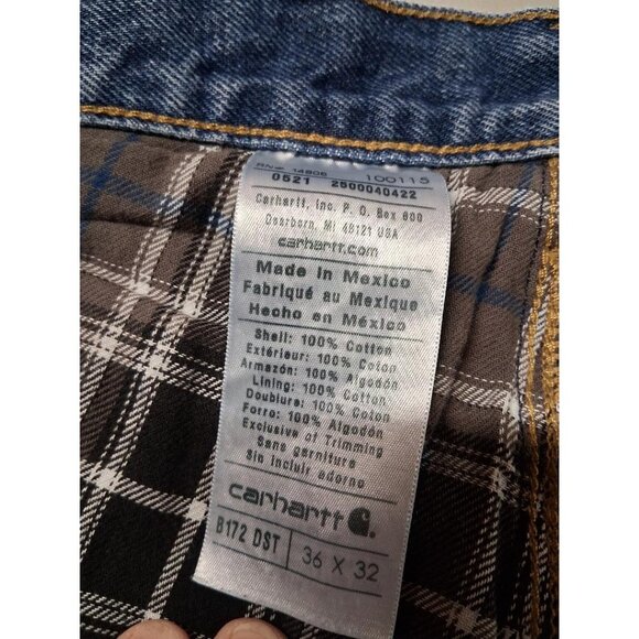 Carhartt Mens Straight Leg Blue Denim Jeans Size 36x32 Made In Mexico 100% Cotto - Picture 6 of 7